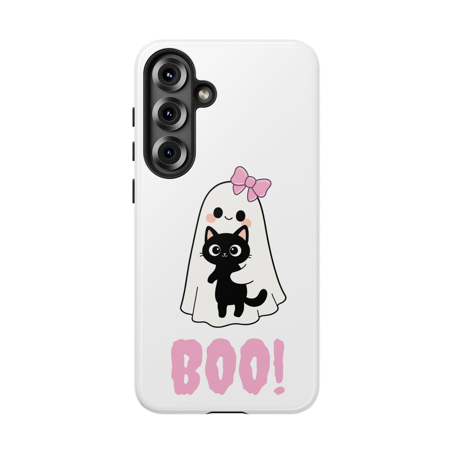 Pink Boo Bow Ghost with Cat Phone Case
