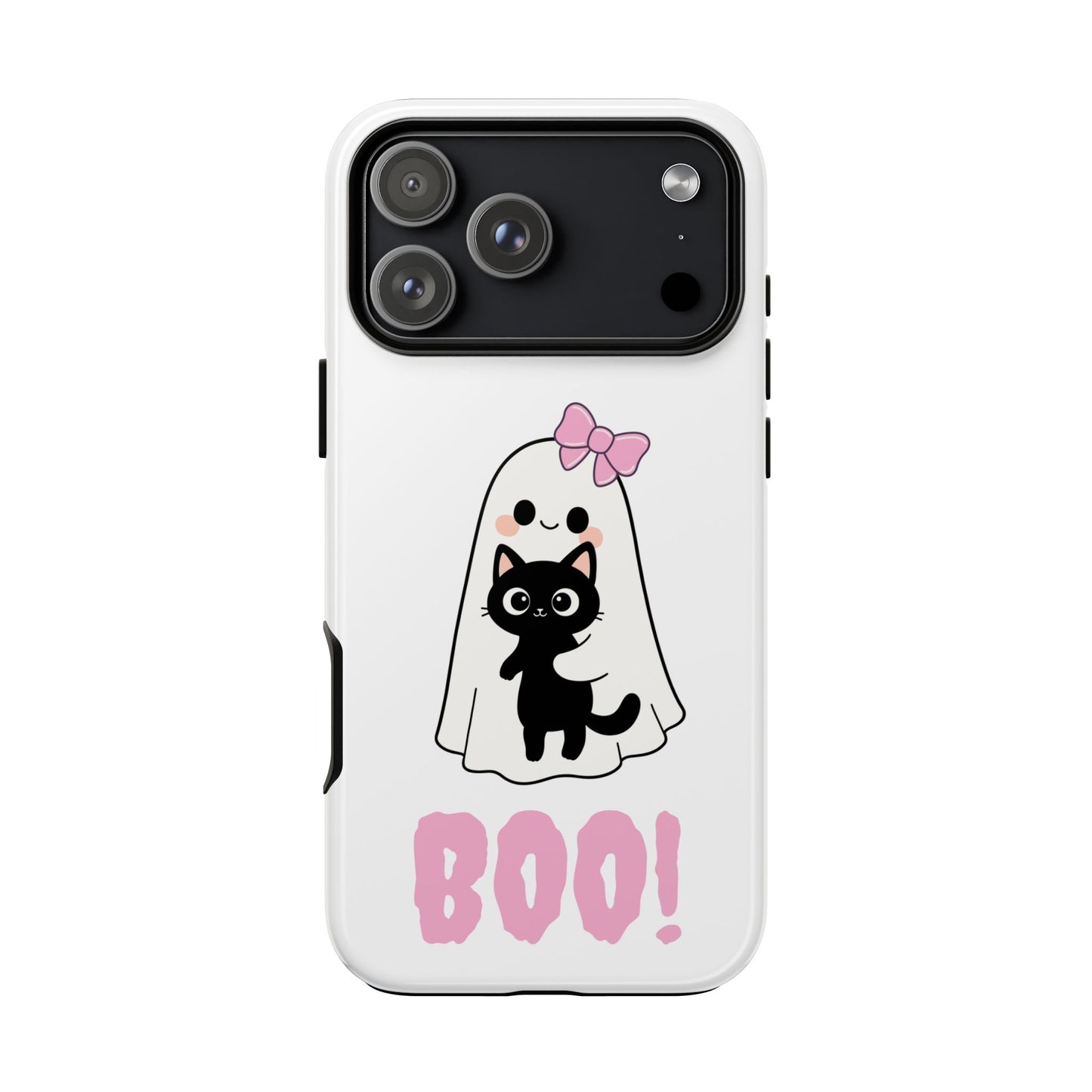Pink Boo Bow Ghost with Cat Phone Case