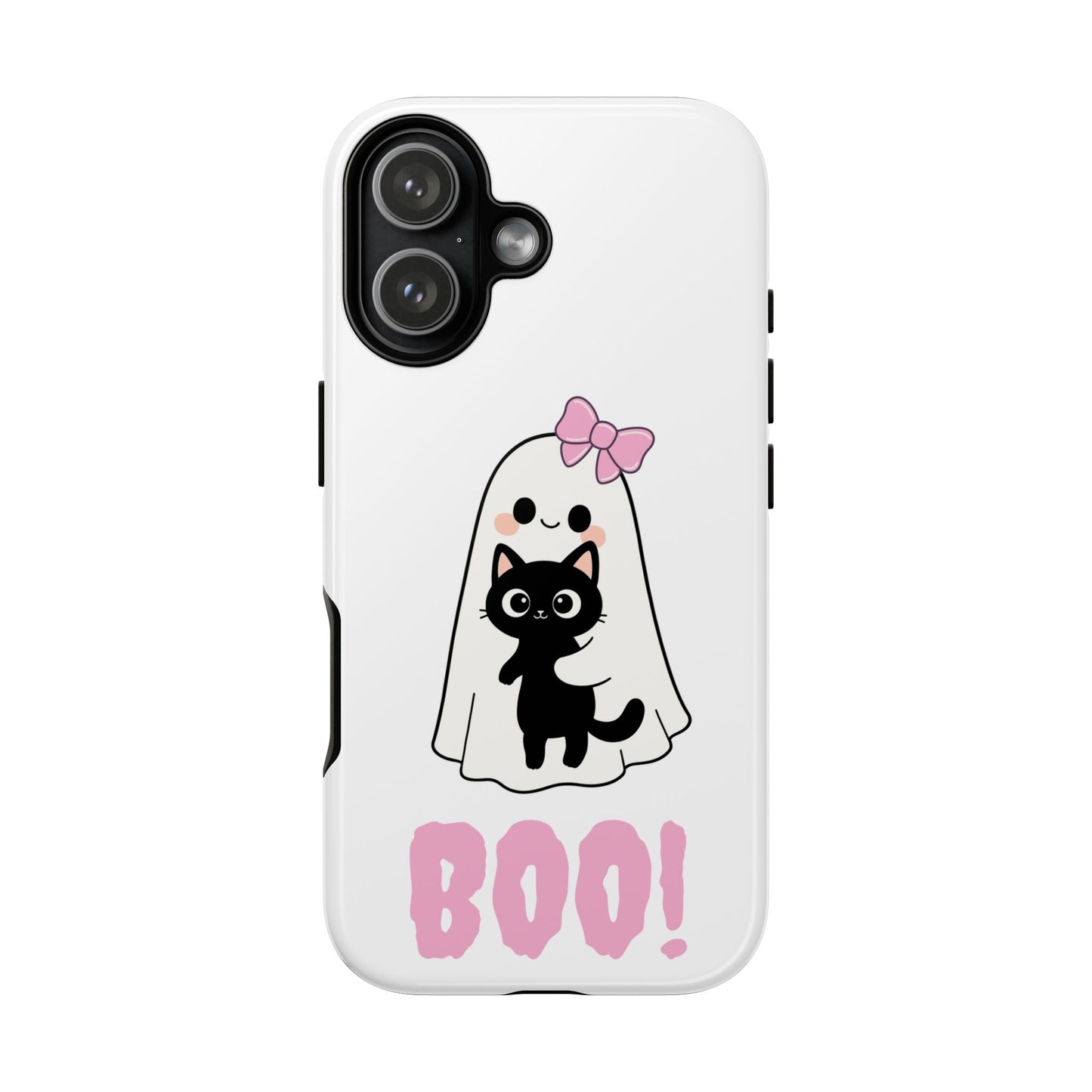 Pink Boo Bow Ghost with Cat Phone Case