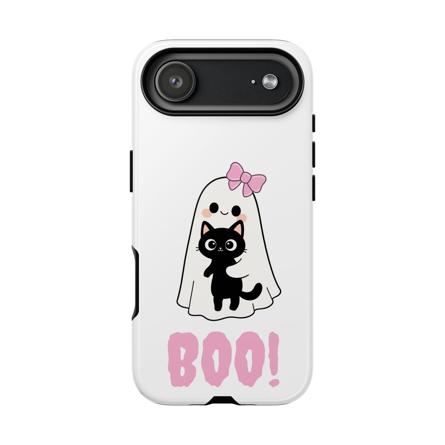 Pink Boo Bow Ghost with Cat Phone Case